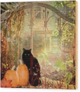 Autumn Kitty Wood Print