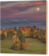 Autumn Moonrise Wood Print