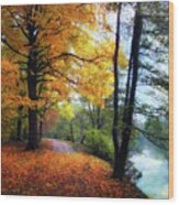 Autumn River View Wood Print