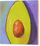 Avocado Half With Seed Kitchen Decor In Lavender Wood Print