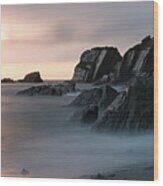 Ayrmer-cove-south-hams-devon-coast-beach-sunset-panorma Wood Print