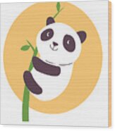 Baby Panda Hugging An Eucalyptus Plant Wood Print