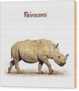 Baby Rhinoceros Walking Side Extracted Wood Print