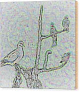 Balance - One Mourning Dove Equals Three House Finches Abstract Wood Print