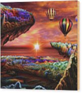 Balloon Adventure Over Paradise Wood Print