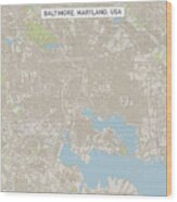 Baltimore Maryland Us City Street Map Wood Print