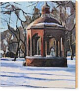 Bandstand In Snow Wood Print