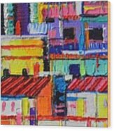 Barcelona Abstract Rooftops Wood Print