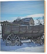 Barn And Wagon On May Homestead Wood Print