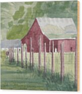 Barn, View #2, On Holly Drive Wood Print