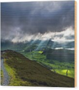 Barrow Fell And Newlands Valley, Cumbrian Mountains, Braithwaite, Keswick, Lake District National Park. Uk. Wood Print