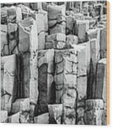 Basalt Columns In Black And White Wood Print