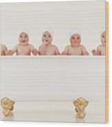 Bathtub Babies Wood Print