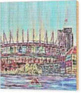 Bc Place, Vancouver, Alive In Color Wood Print