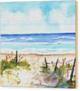 Beach Dune Path Wood Print