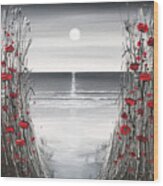 Beach Of Poppies Wood Print