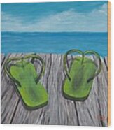 Beach Sandals 4 Wood Print