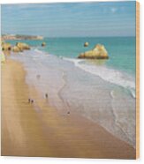 Beaches And Cliffs Of Praia Rocha, Algarve - 2 - Picturesque Edition Wood Print