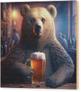 Bear Beer Buddy 05 Wood Print