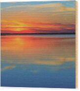 Beautiful Lake Sunset And Its Reflection. Very Calming. Wood Print