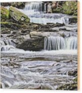 Beautiful Waterfall At Ricketts Glen Wood Print