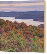 Beaver Lake Panorama At Dusk - Northwest Arkansas Autumn Landscape Wood Print