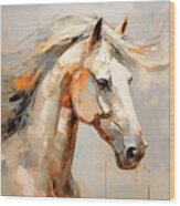 Beige Blaze - Arabian Horse Art Wood Print