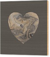 Beige Marble Heart Watercolor Wood Print
