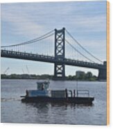 Ben Franklin Bridge Over The Delaware River Wood Print