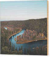 Bend In The Kitkajoki River In Oulanka National Park Wood Print