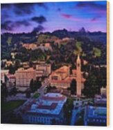 Berkeley University Of California Campus - Aerial At Sunset Wood Print
