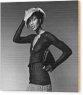 Beverly Johnson Wearing A Sheer Ribbed Pullove Wood Print