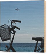 Bicycle at seashore Wood Print
