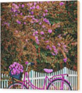 Bicycle By The Garden Fence Early Autumn Wood Print
