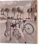 Bicycles At The Beachhouse Casino Wood Print