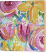 Big Colorful Flowers - Art By Linda Woods Wood Print