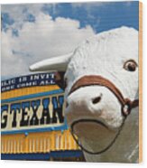 Big Texan Steak Ranch Bull Wood Print