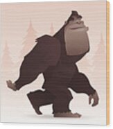 Bigfoot Walking Wood Print