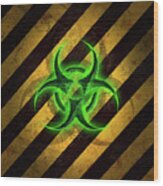 Biohazard Green Wood Print