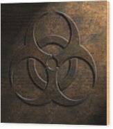 Biohazard Symbol Stone Texture Repost Wood Print