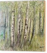 Birch Forest Visitor Wood Print