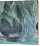 Bizarre Rock Formations Of The Marble Caves, Cuevas De Marmol, Lago General Carrera, Puerto Rio Tranquilo, Region De Aysen, Chile Wood Print