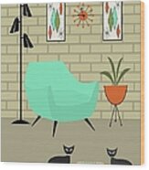 Cats Play Scrabble Game Wood Print
