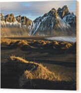 The Language Of Light - Black Sand Beach, Iceland Wood Print