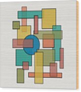 Mid Century Modern Blocks, Rectangles And Circles With Horizontal Background Wood Print