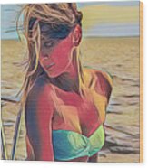 Blonde On A Yacht Green Top Wood Print