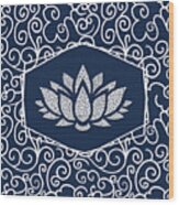 Blue And White Waterlily Wood Print