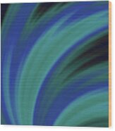 Blue Brush Strokes Minimalist Abstract Wood Print