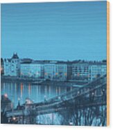 Blue Budapest Wood Print