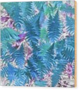 Blue Ferns Wood Print